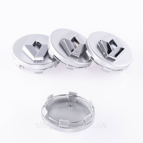 Caps plugs for alloy wheels Renault Renault 60 mm Silver, chrome logo