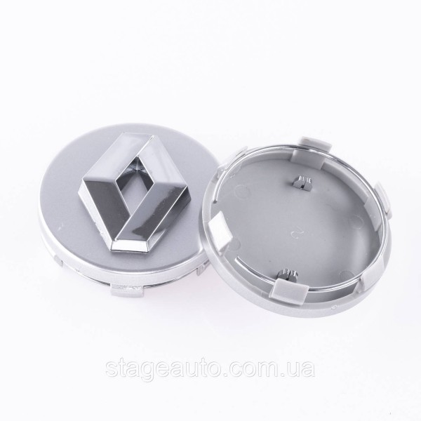 Caps plugs for alloy wheels Renault Renault 60 mm Silver, chrome logo