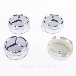 Caps plugs + podium for alloy wheels Mercedes Benz Mercedes 75 mm Silver A0004000900