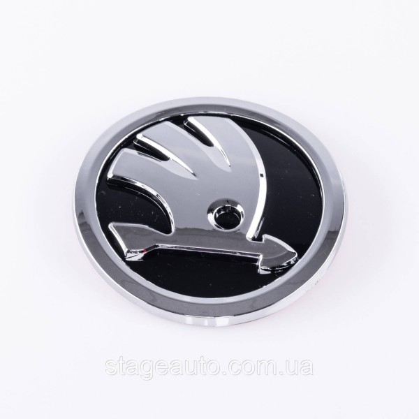 Emblem badge on the hood, trunk Skoda Skoda 90mm Chrome, black
