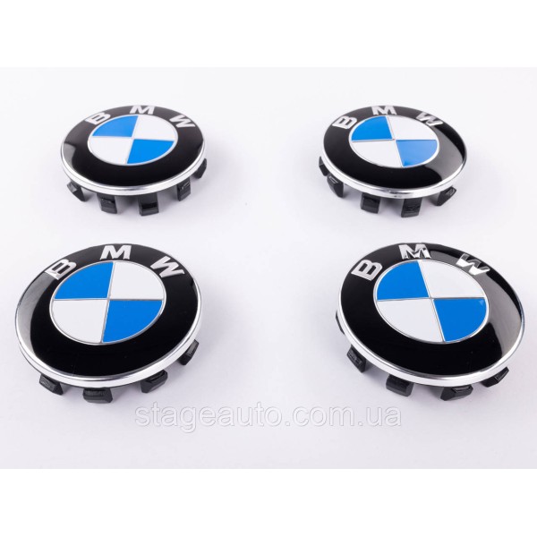 Caps plugs for alloy wheels BMW 56mm classic white blue set