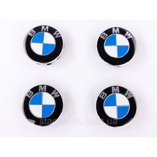 Caps plugs for alloy wheels BMW 56mm classic white blue set