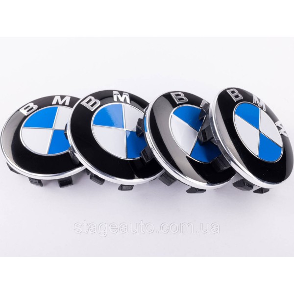 Caps plugs for alloy wheels BMW 56mm classic white blue set