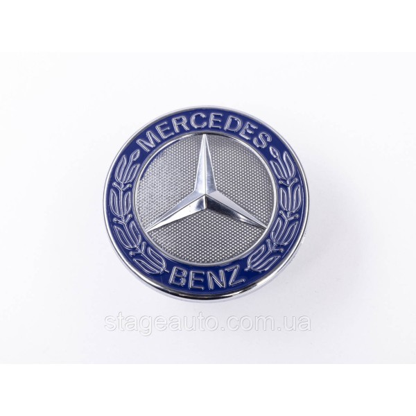 Emblem in the hood Mercedes Benz, badge on the hood Mercedes 57 mm Blue