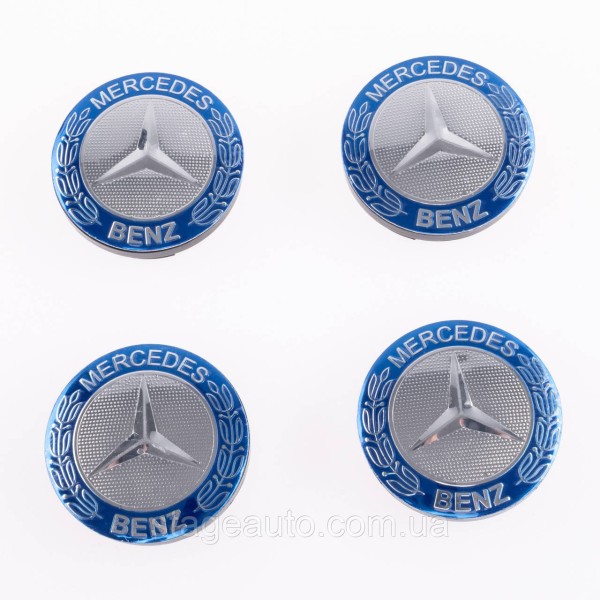 Ковпачки заглушки на литі диски Mercedes Benz Мерседес 56 мм синій, хром 5JA 601 151A