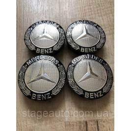 Ковпачки заглушки на литі диски Mercedes Benz Мерседес 56 мм чорний, хром 5JA 601 151A