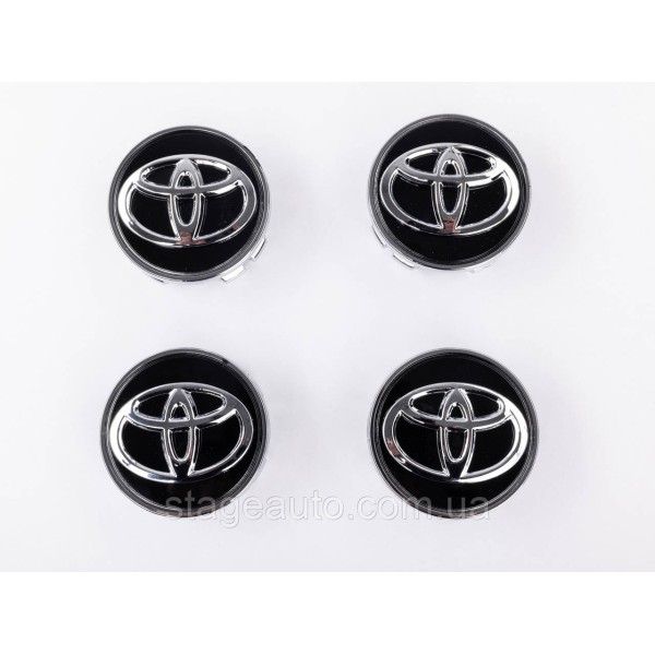 Caps plugs for alloy wheels TOYOTA Toyota, 62 mm Black, chrome logo 42603-02320