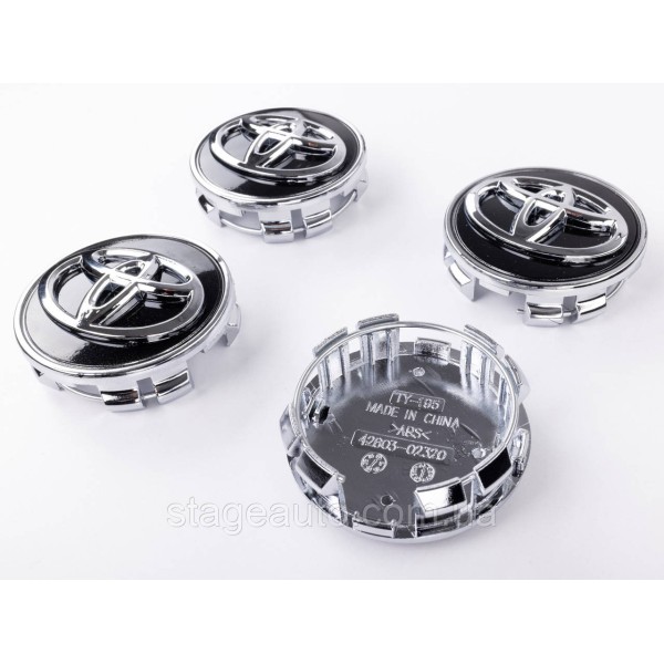 Caps plugs for alloy wheels TOYOTA Toyota, 62 mm Black, chrome logo 42603-02320