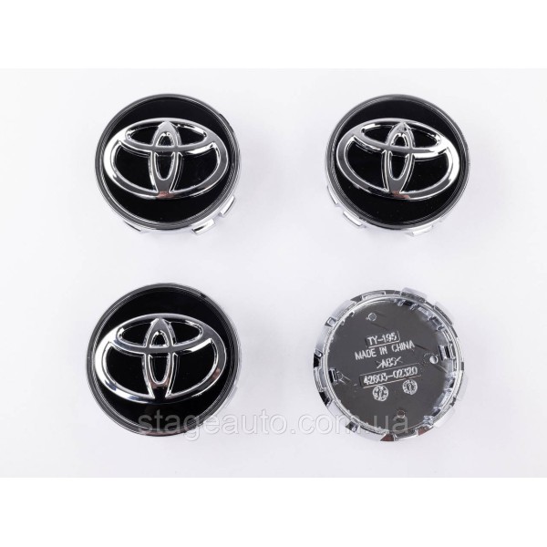 Caps plugs for alloy wheels TOYOTA Toyota, 62 mm Black, chrome logo 42603-02320