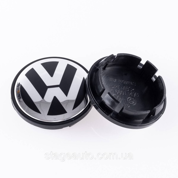 Caps plugs for alloy wheels VW Volkswagen 70 mm black, chrome logo 7L6601149B T4 T5 Touareg