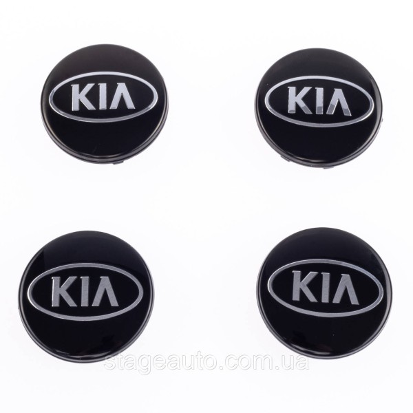 Ковпачки заглушки в литі диски KIA (КІА) 58 мм Лого Овал Чорні 52960-2F000