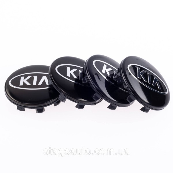 Ковпачки заглушки в литі диски KIA (КІА) 58 мм Лого Овал Чорні 52960-2F000