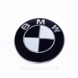 БМВ емблема BMW 74 мм чорно-біла E46 E39 E90 F30 F32 G30 G20 Значок на капот багажник