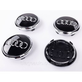 Caps plugs for alloy wheels Audi Audi Q7 77 mm Black, chrome rim 4L0601170 set