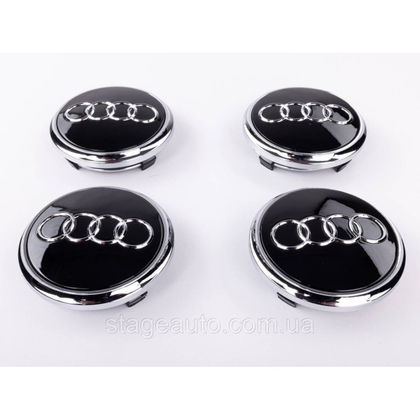Caps plugs for alloy wheels Audi Audi Q7 77 mm Black, chrome rim 4L0601170 set