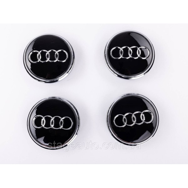 Caps plugs for alloy wheels Audi Audi Q7 77 mm Black, chrome rim 4L0601170 set