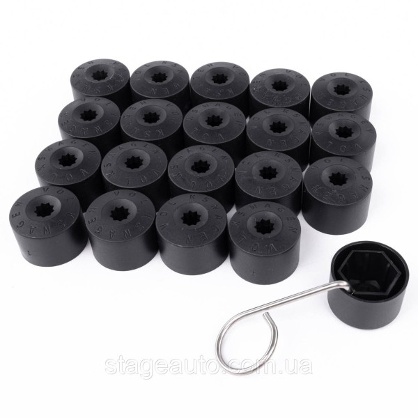 VW Volkswagen Bolt Caps 17mm, VAG. Set of 20 pcs 1K06011739B9, Nut Caps