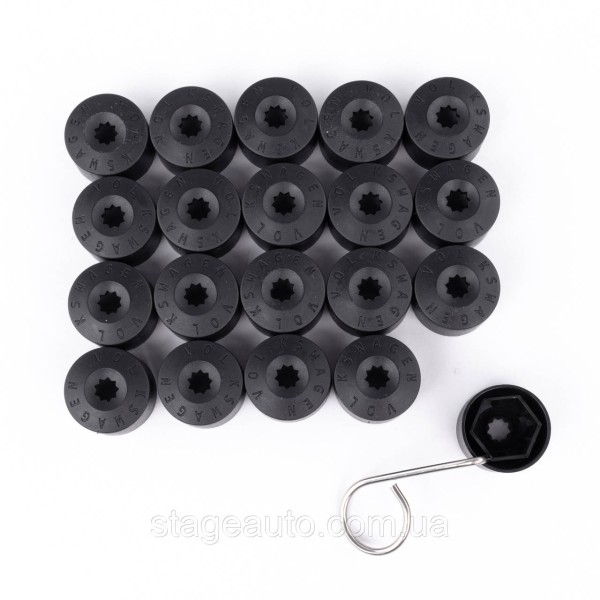 VW Volkswagen Bolt Caps 17mm, VAG. Set of 20 pcs 1K06011739B9, Nut Caps