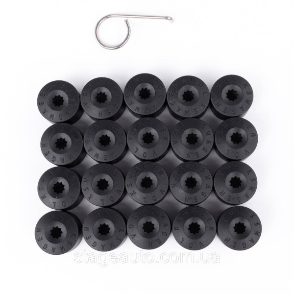 VW Volkswagen Bolt Caps 17mm, VAG. Set of 20 pcs 1K06011739B9, Nut Caps