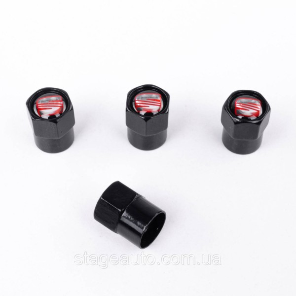 Protective caps for valve stems SEAT Seat 4 pcs Black