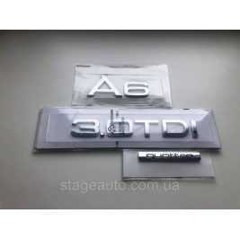 Шильдик на багажник Audi, напис на багажник Audi, Audi A6 3.0TDI quattro, A6 3 0TDI, A6 3.0 TDI quattro