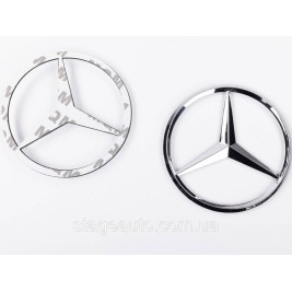 Emblem badge Mercedes Benz, Mercedes 90 mm on the trunk lid Chrome
