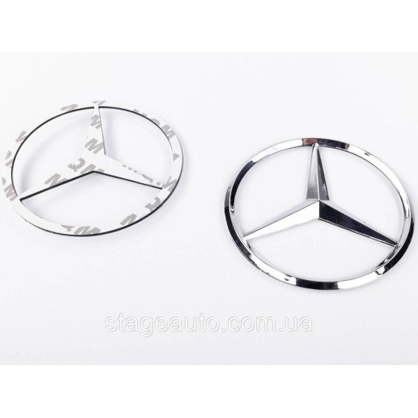 Emblem badge Mercedes Benz, Mercedes 90 mm on the trunk lid Chrome