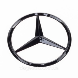 Емблема значок Mercedes Benz, Mercedes 90 мм на кришку багажника Чорний глянець