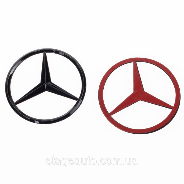 Емблема значок Mercedes Benz, Mercedes 90 мм на кришку багажника Чорний глянець