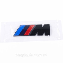 Метальна емблема (логотип) M Power BMW (БМВ) шильдик на багажник Чорний 8.9 x 2.9см