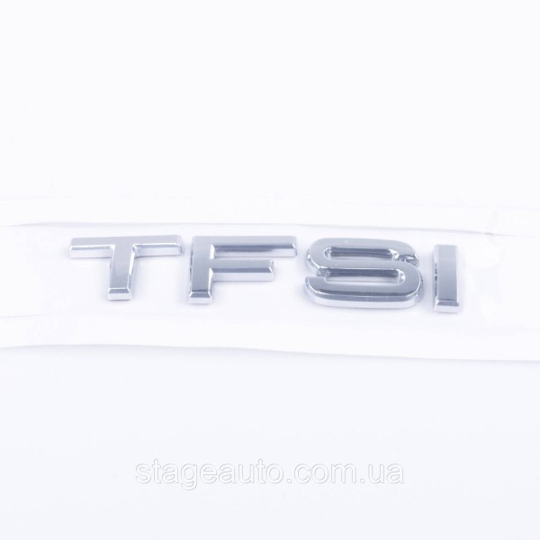 Emblem, nameplate, sticker inscription TFSI in chrome color, on the trunk lid of Audi Audi TFSI