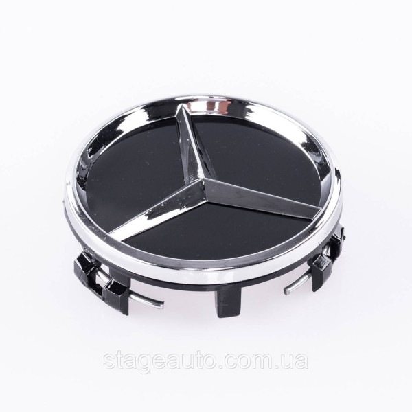 Caps plugs for Mercedes Benz disks Mercedes 60 mm Black Gloss + chrome