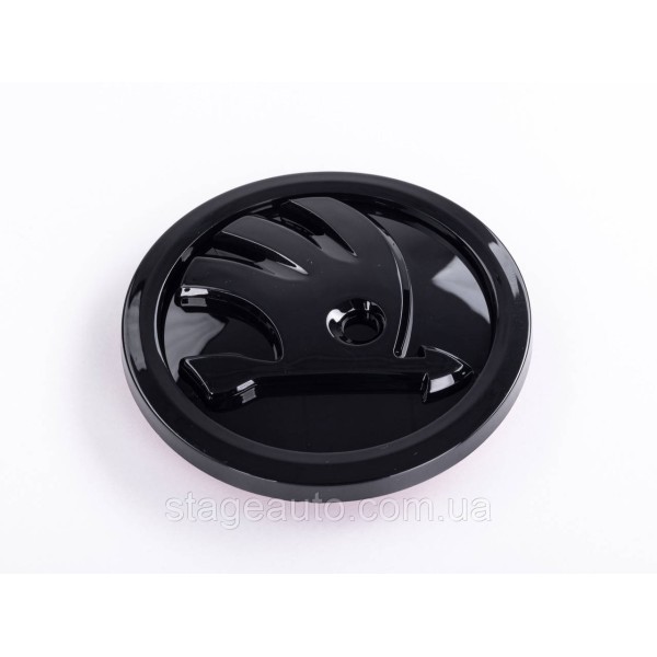 Emblem badge on the hood, trunk Skoda Skoda 80mm black gloss 5JD853621A