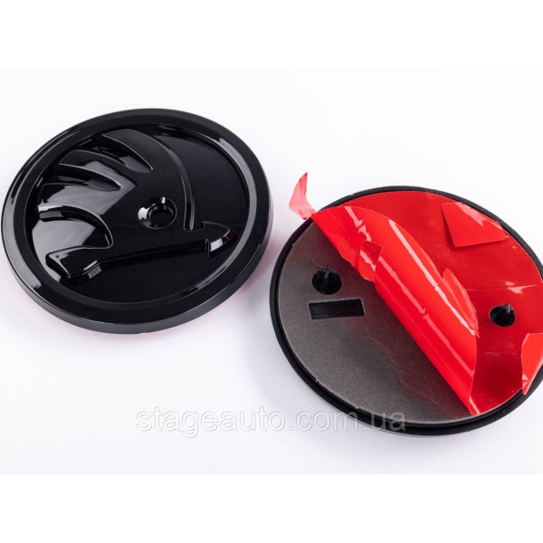 Emblem badge on the hood, trunk Skoda Skoda 80mm black gloss 5JD853621A