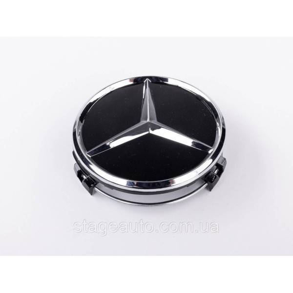 Caps plugs for Mercedes Benz disks Mercedes 75 mm Black Gloss + chrome A2204000125