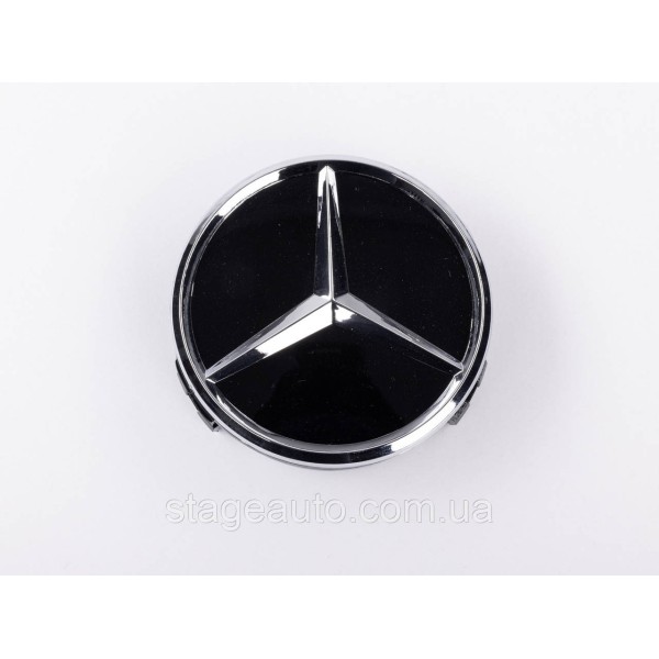 Caps plugs for Mercedes Benz disks Mercedes 75 mm Black Gloss + chrome A2204000125