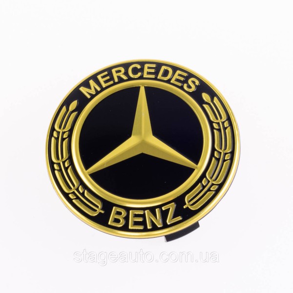 Ковпачки заглушки на литі диски Mercedes Benz Мерседес 75 мм чорні, золотий герб