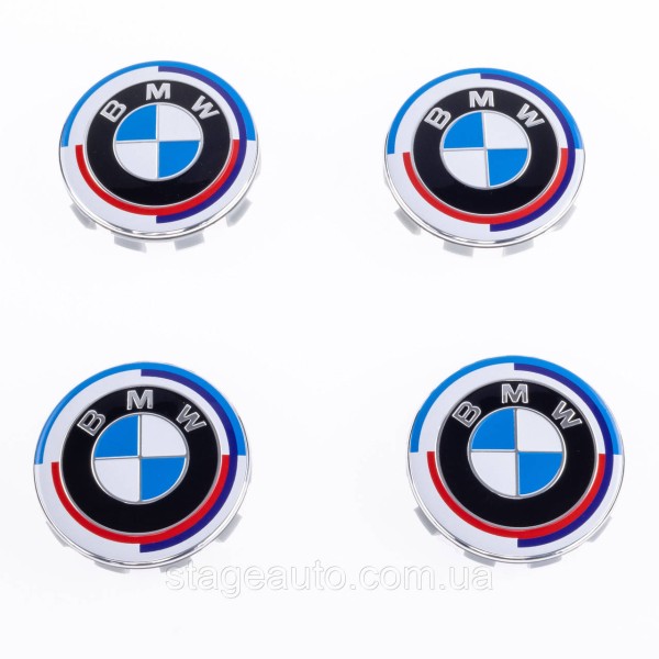 Caps plugs for alloy wheels Anniversary 50 years of BMW BMW Motorsport Tricolor 68 mm