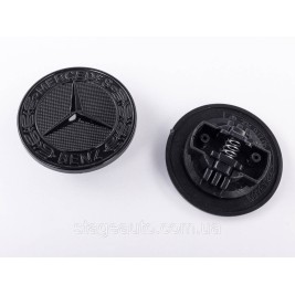 Emblem in the hood Mercedes Benz, badge on the hood Mercedes 57 mm Black gloss