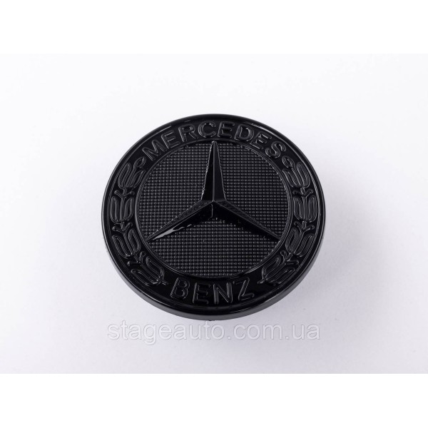 Emblem in the hood Mercedes Benz, badge on the hood Mercedes 57 mm Black gloss