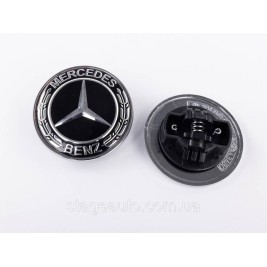 Emblem in the hood Mercedes Benz, badge on the hood Mercedes 57 mm Black chrome spikelet