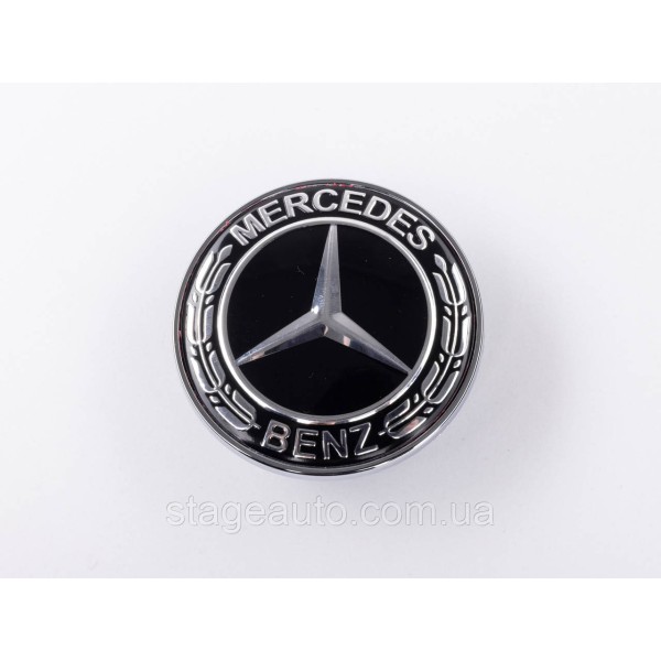 Emblem in the hood Mercedes Benz, badge on the hood Mercedes 57 mm Black chrome spikelet