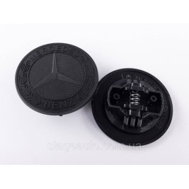 Emblem in the hood Mercedes Benz, badge on the hood Mercedes 57 mm Black matt