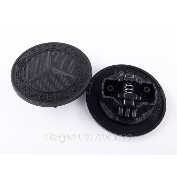 Emblem in the hood Mercedes Benz, badge on the hood Mercedes 57 mm Black matt