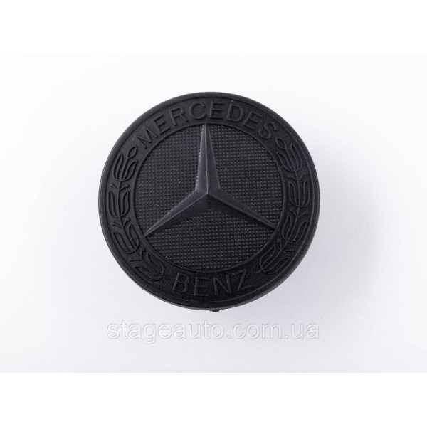 Emblem in the hood Mercedes Benz, badge on the hood Mercedes 57 mm Black matt