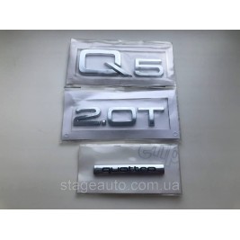 Шильдик на багажник напис на багажник Audi, Q5 2.0T quattro, Audi, Q5, 2.0T, quattro, Q5 2.0T quattro