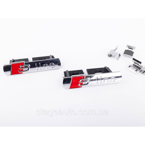 S line badge in the radiator grille Audi S line chrome, A3, A4, A5, A6, A7, A8, Q3, Q5, Q7, with line