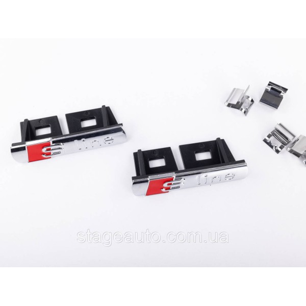 S line badge in the radiator grille Audi S line chrome, A3, A4, A5, A6, A7, A8, Q3, Q5, Q7, with line