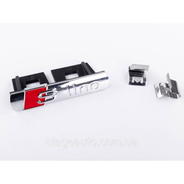 S line badge in the radiator grille Audi S line chrome, A3, A4, A5, A6, A7, A8, Q3, Q5, Q7, with line