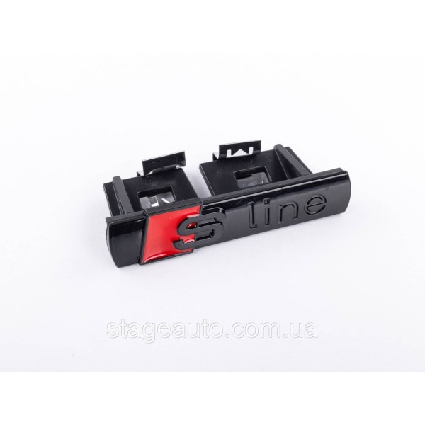 S-line badge in radiator grille Audi S-line black, A3, A4, A5, A6, A7, A8, Q3, Q5, Q7, with line